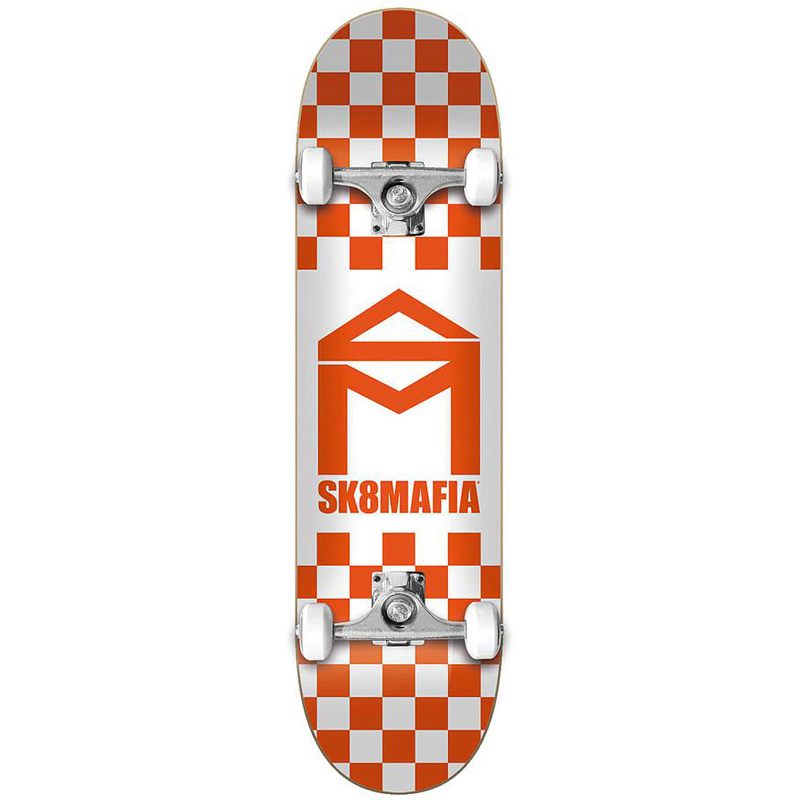 Sk8Mafia House Logo Checkers Complete Skateboard Orange 8.0