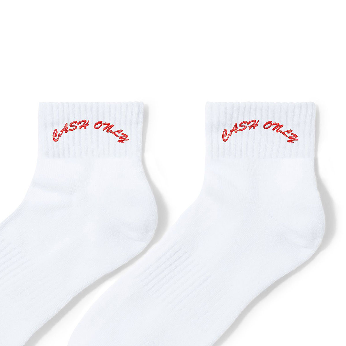 Cash Only Logo Ankle Socks White