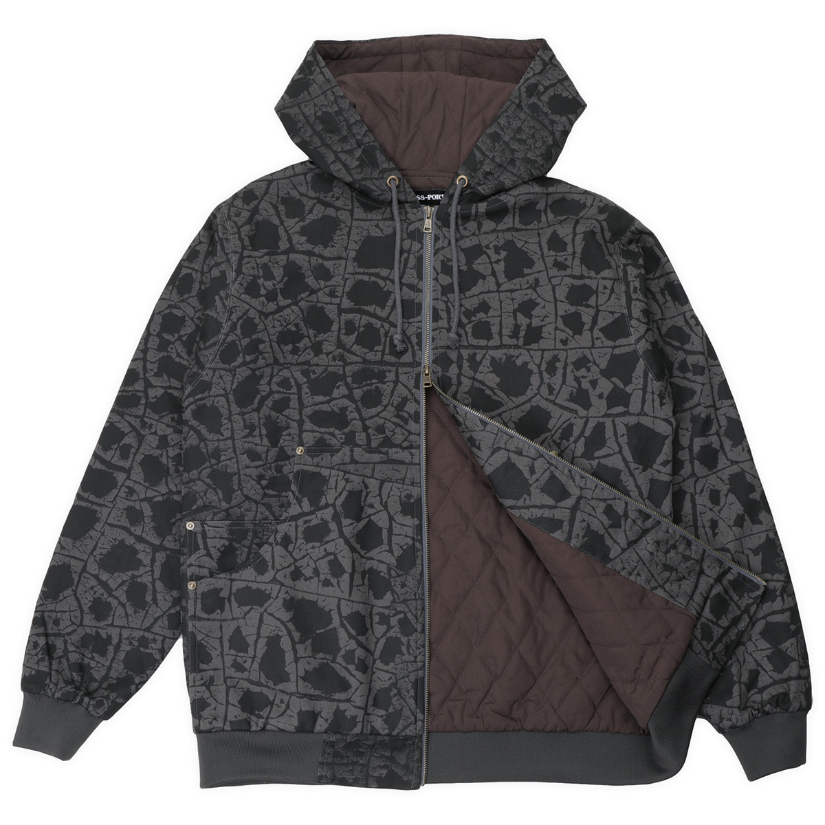 Pass Port Weathered Diggers Club Zip Hooded Jacket Black