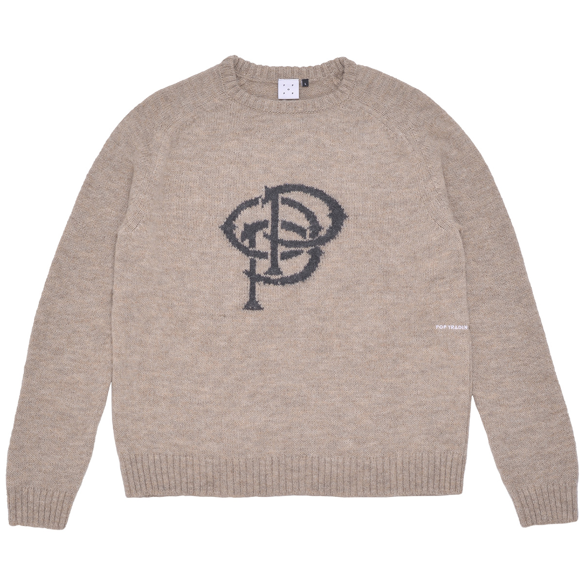 POP Initials Knitted Crewneck Sweater Sesame