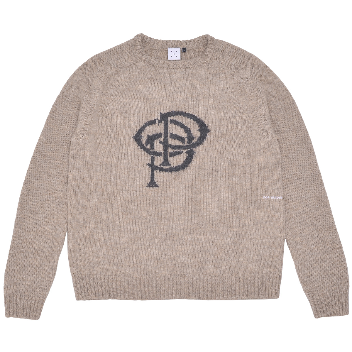 POP Initials Knitted Crewneck Sweater Sesame POP Initials Knitted Crewneck Sweater Sesame