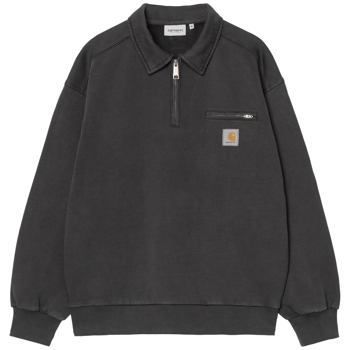 Carhartt WIP Half Zip Detroit Sweater Black Stone Washed