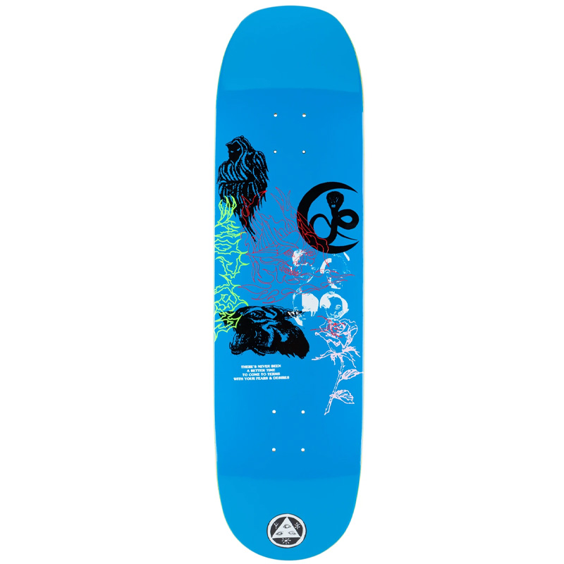 Welcome Flash on Moontrimmer 2.0 Skateboard Deck Blue 8.65