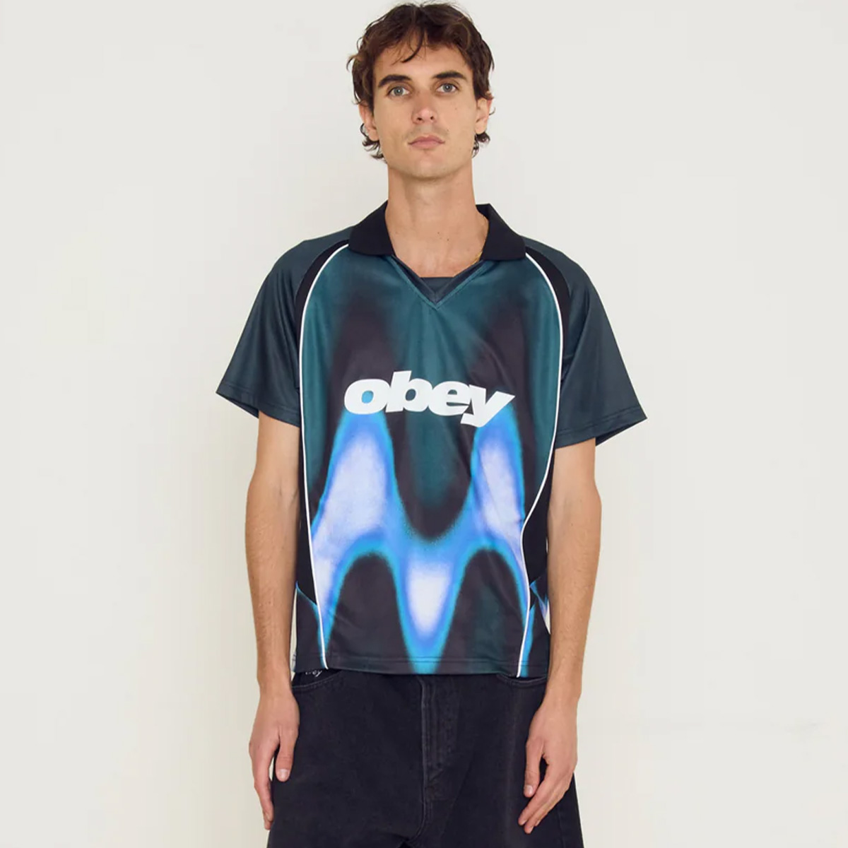 Obey Blurred Soccer Jersey Dark Teal