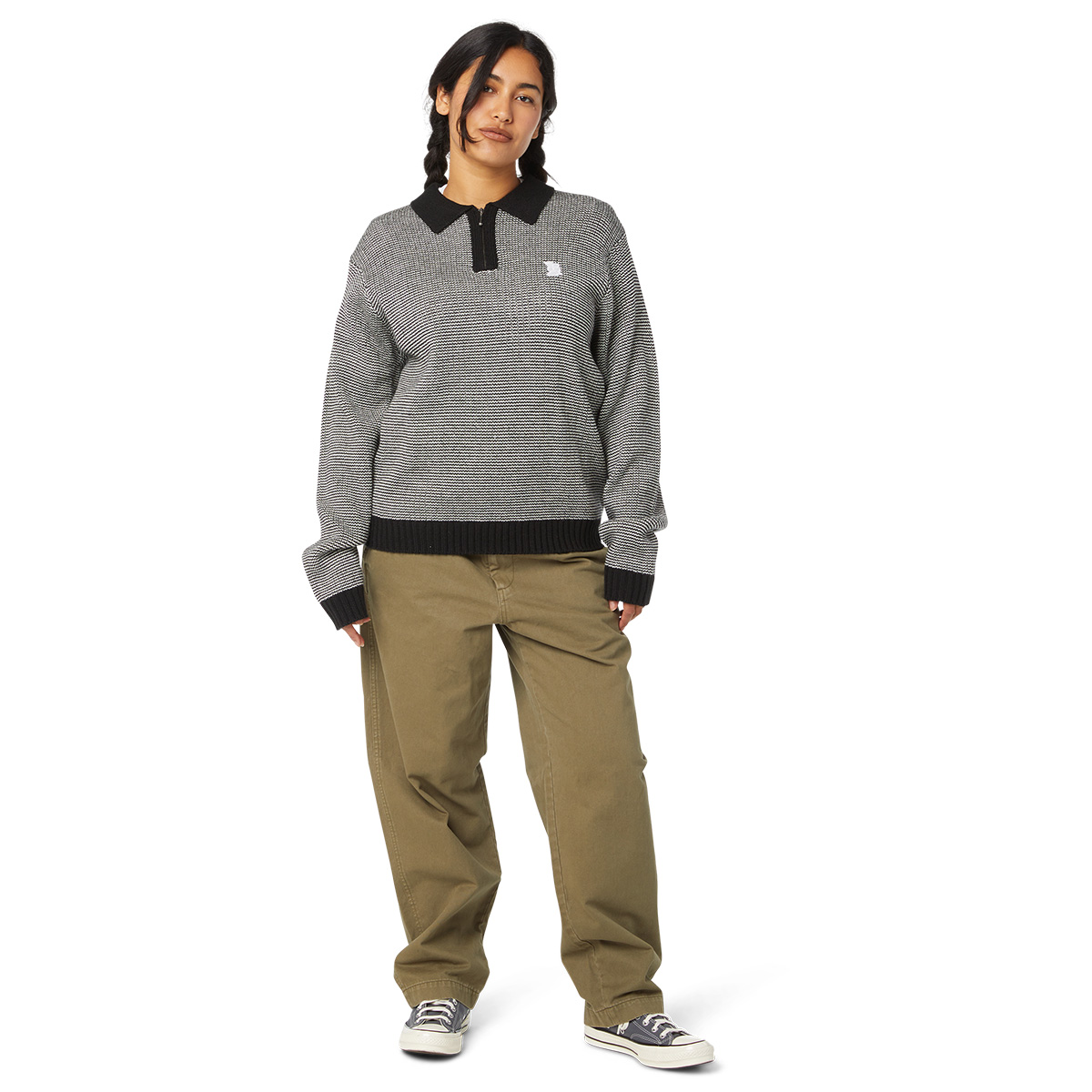 HUF Megablast Two Tone Waffle Sweater Black/White