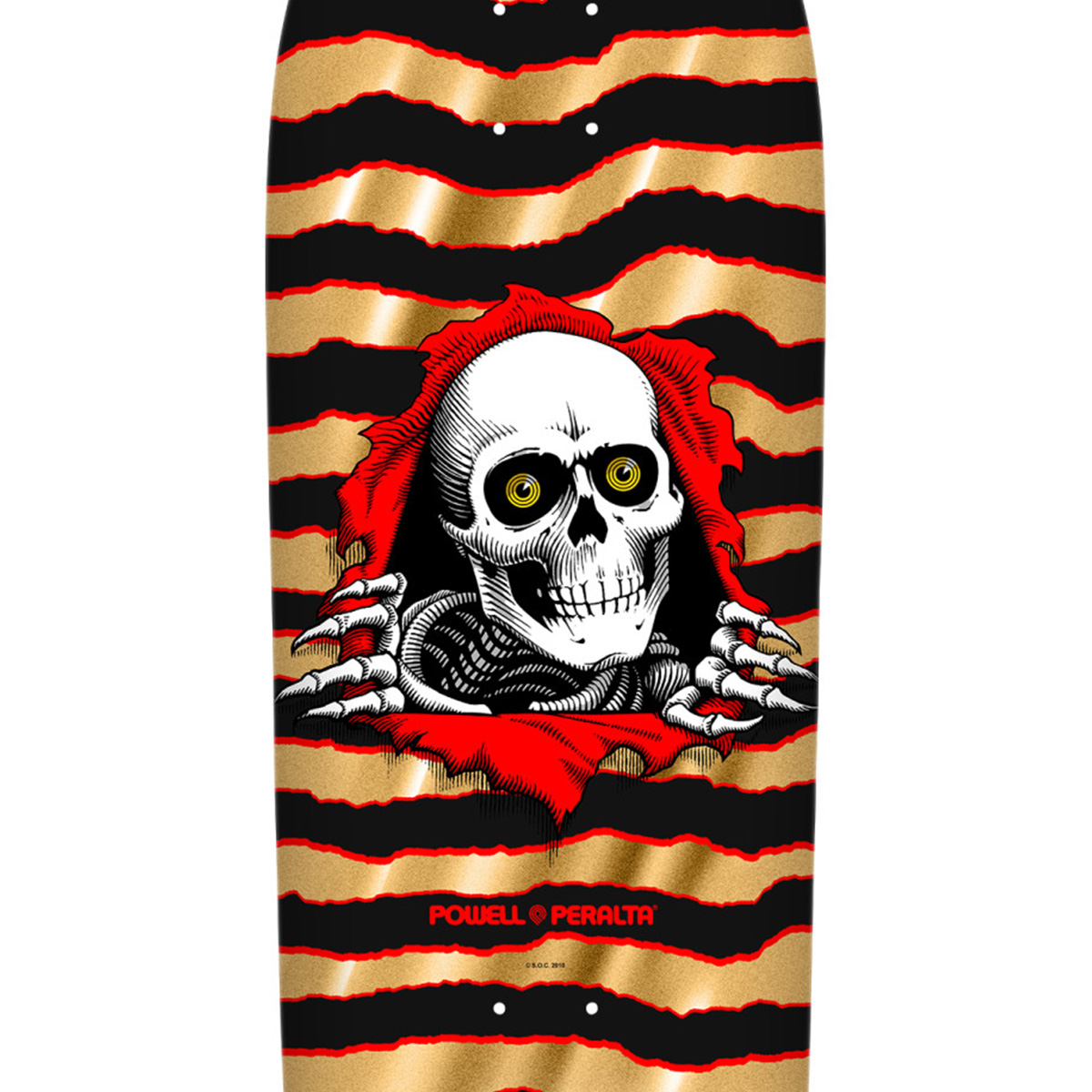 Powell Peralta Old School Ripper Skateboard Deck Gold Foil 9.89