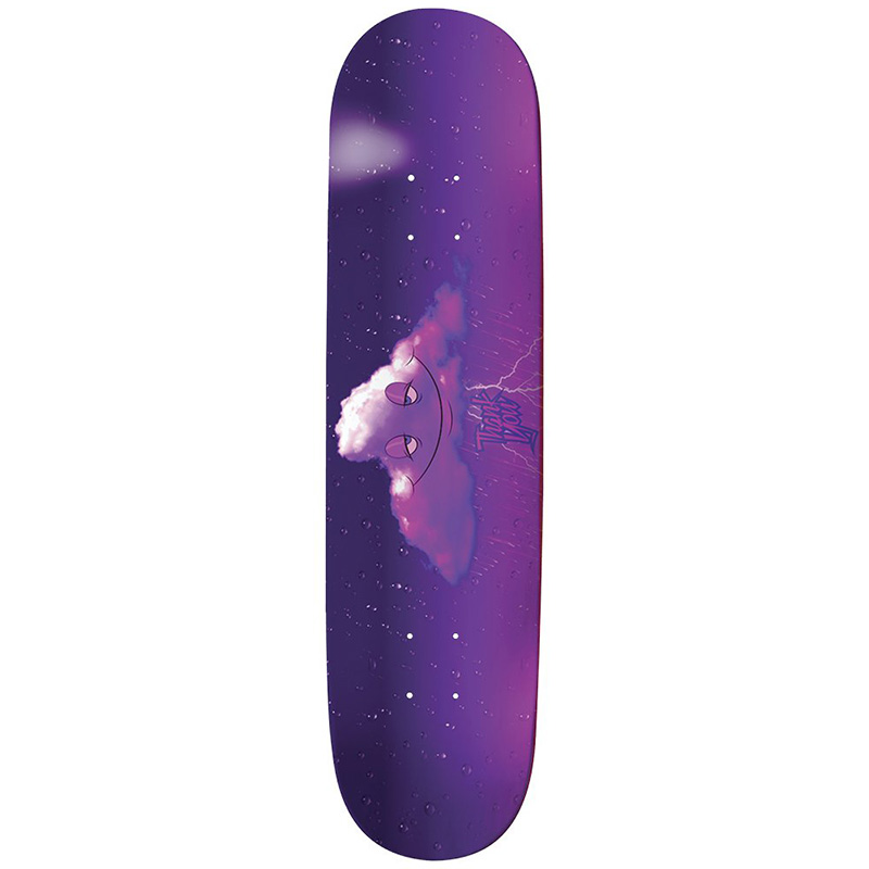 Thank You Head In The Purple Rain Cloud Skateboard Deck Purple 8.0