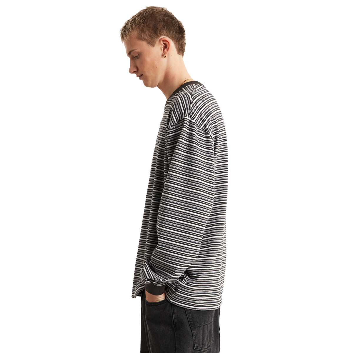 Vans Wesley Stripe Longsleeve T-Shirt Faded Black/Drizzle