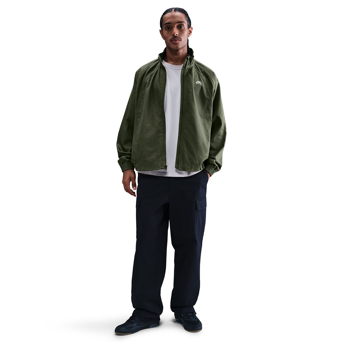 Nike SB Denim Track Jacket Medium Olive/White Nike SB Denim Track Jacket Medium Olive/White