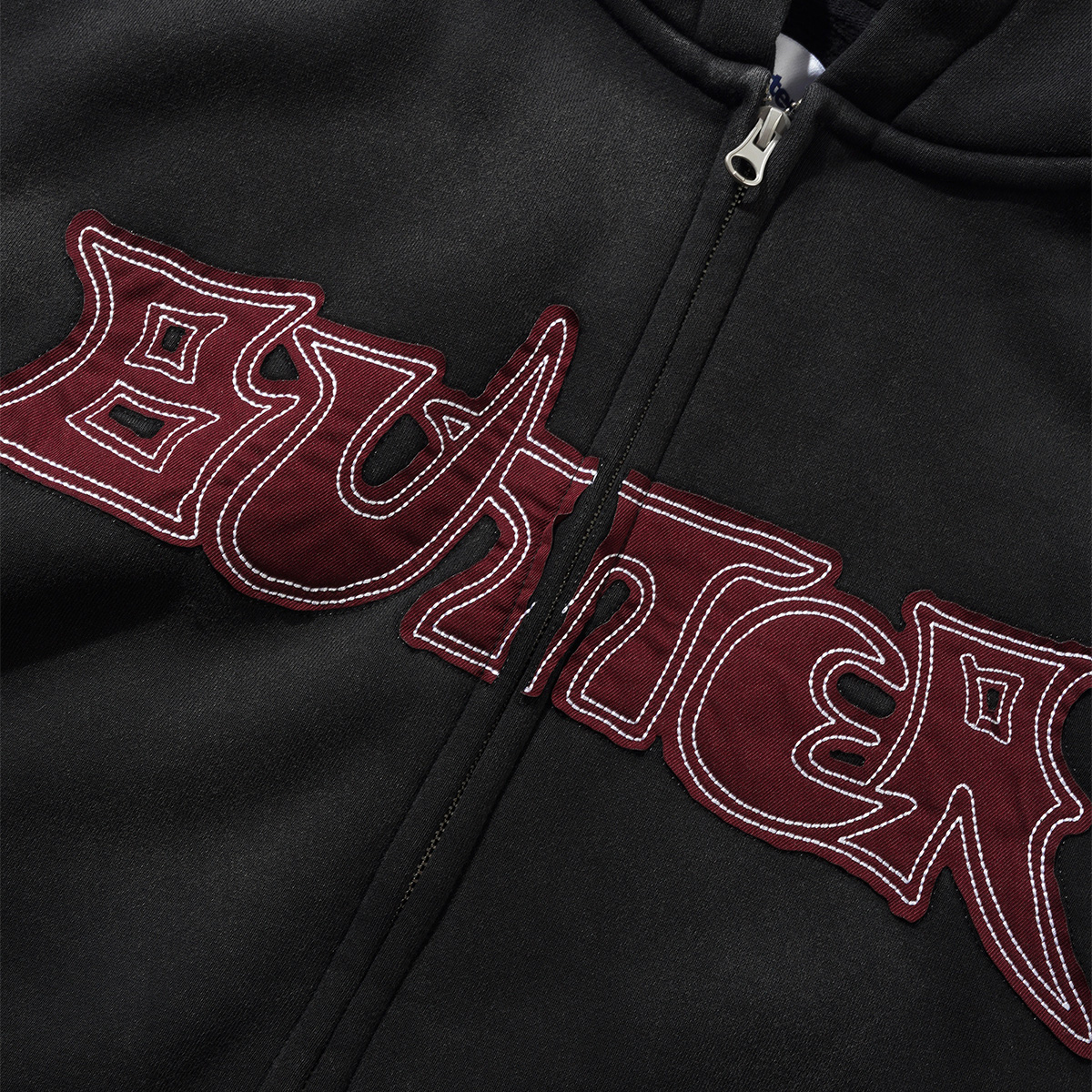 Butter Goods Encounter Zip-Thru Hooded Sweater Washed Black