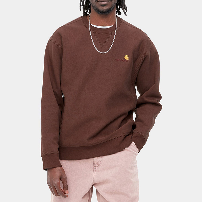 Carhartt WIP American Script Crewneck Sweater Ale Carhartt WIP American Script Crewneck Sweater Ale