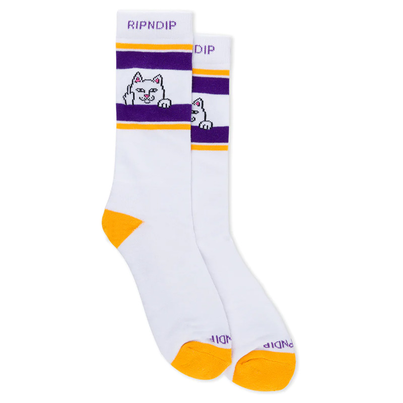 RIPNDIP Peeking Nermal Socks Purple & Gold RIPNDIP Peeking Nermal Socks Purple & Gold