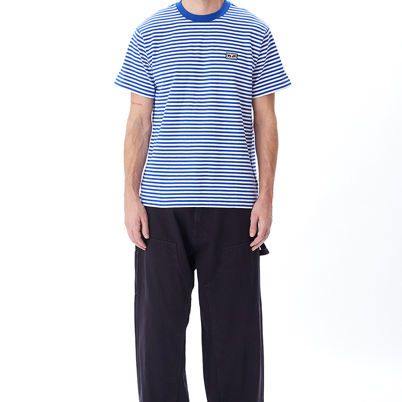 Obey Established Works Eyes Striped T-Shirt Surf Blue Obey Established Works Eyes Striped T-Shirt Surf Blue
