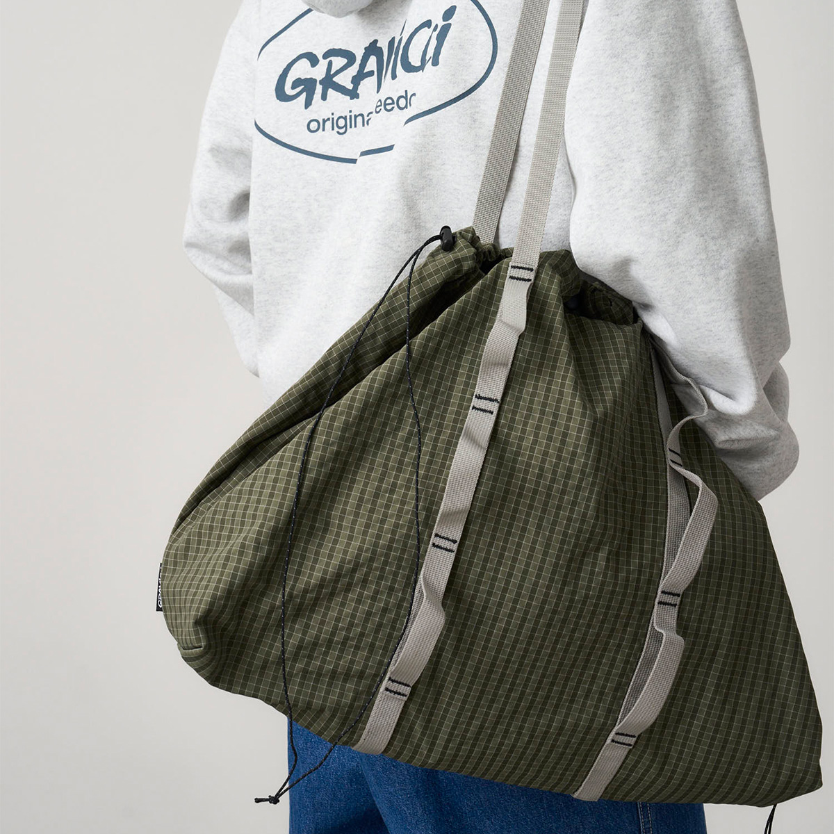 Gramicci Plaid Climbing Tote Bag Olive