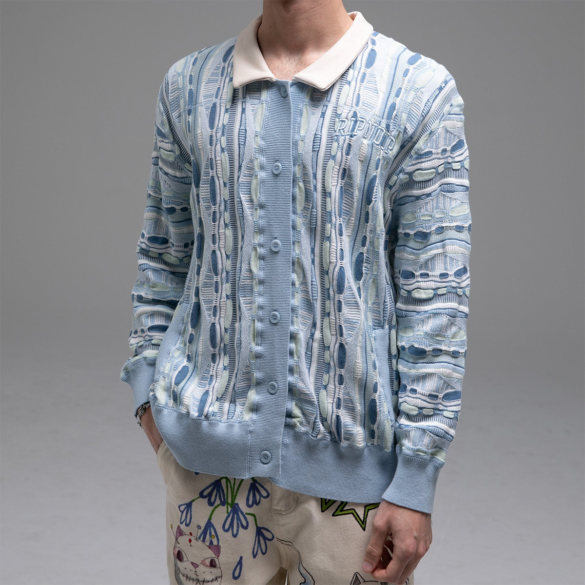 RIPNDIP Corded Button Up Jacket Light Blue RIPNDIP Corded Button Up Jacket Light Blue
