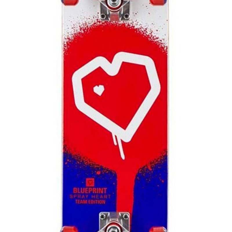 Blueprint Spray Heart Complete Skateboard Red/Blue 8.0 Blueprint Spray Heart Complete Skateboard Red/Blue 8.0