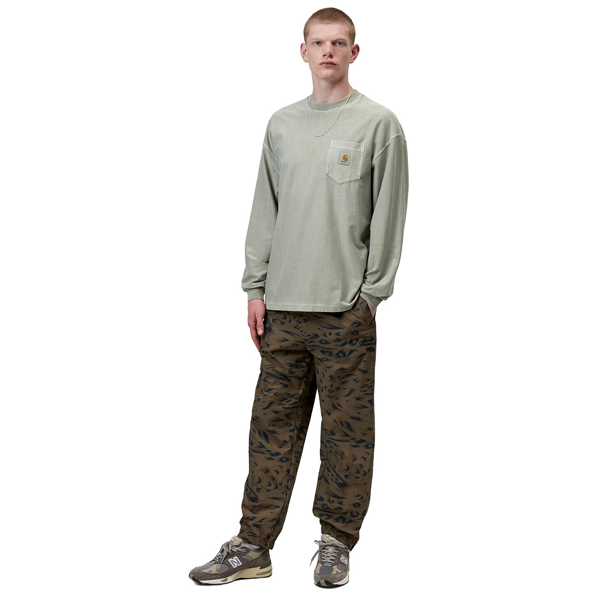 Carhartt WIP Loose Pocket Longsleeve T-Shirt Shady Green Garment Dyed