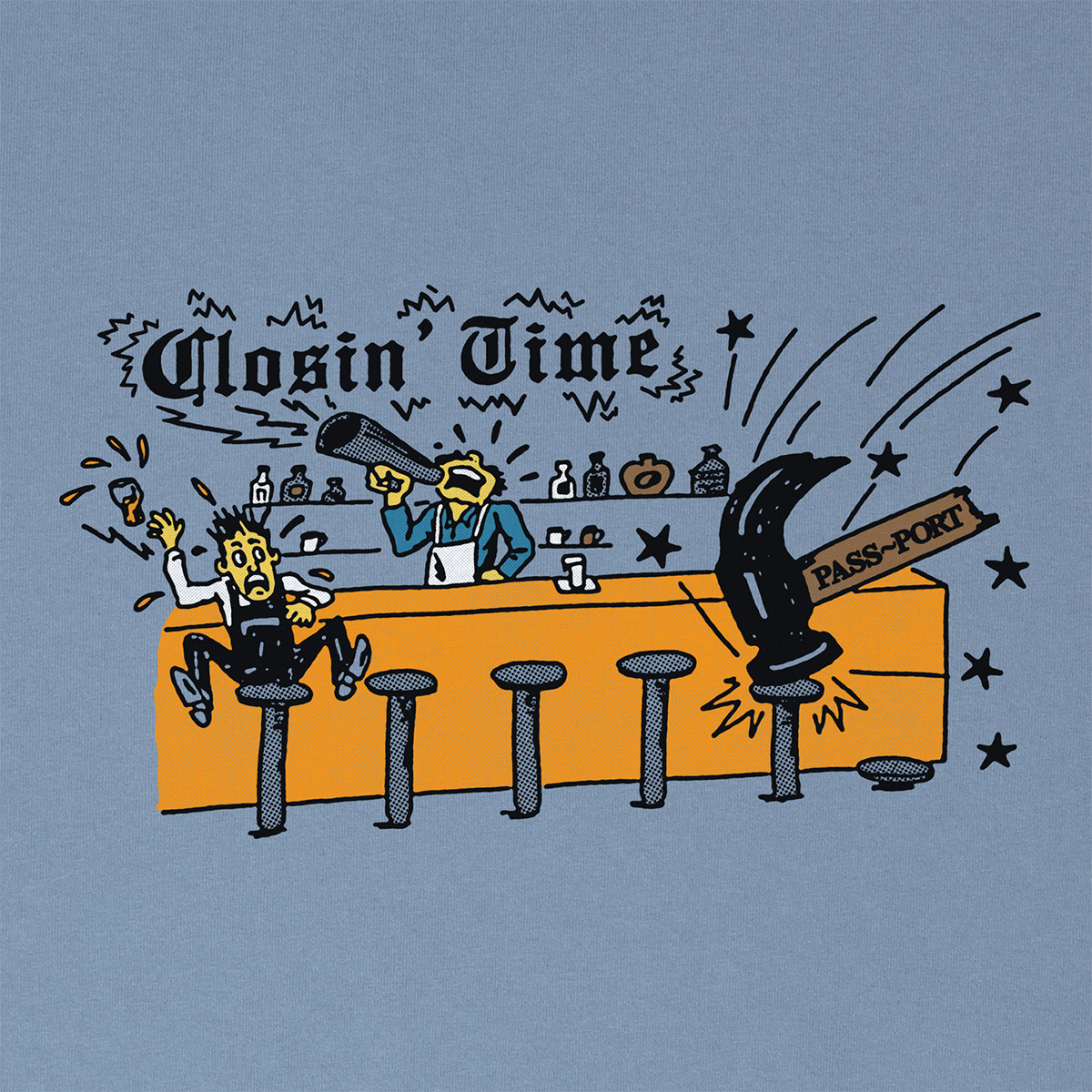 Pass Port Closin' Time T-shirt Washed Out Blue Pass Port Closin' Time T-shirt Washed Out Blue