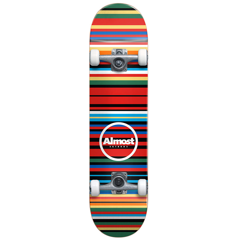 Almost Thin Strips FP Complete Skateboard Black 7.75 Almost Thin Strips FP Complete Skateboard Black 7.75