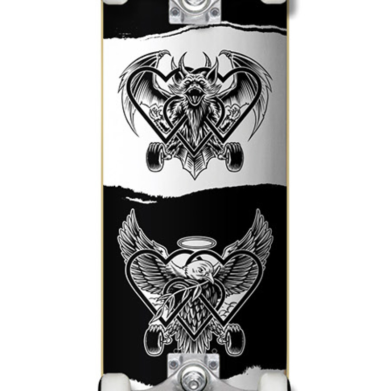 The Heart Supply Bam Margera Dark Light Pro Complete Skateboard Black/White 8.0