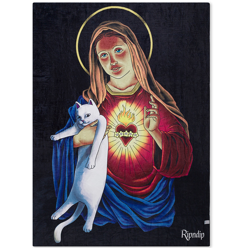 RIPNDIP Mother Mary Fleece Blanket Black