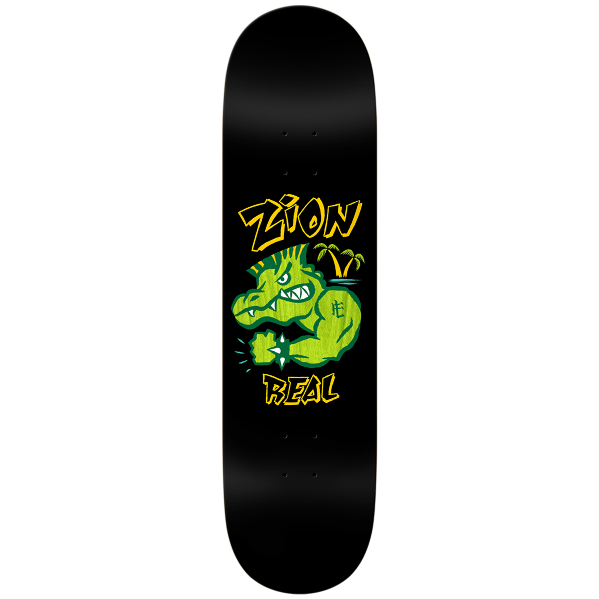 Real Zion Bad Gator Skateboard Deck Black Heavy Weight 8.5