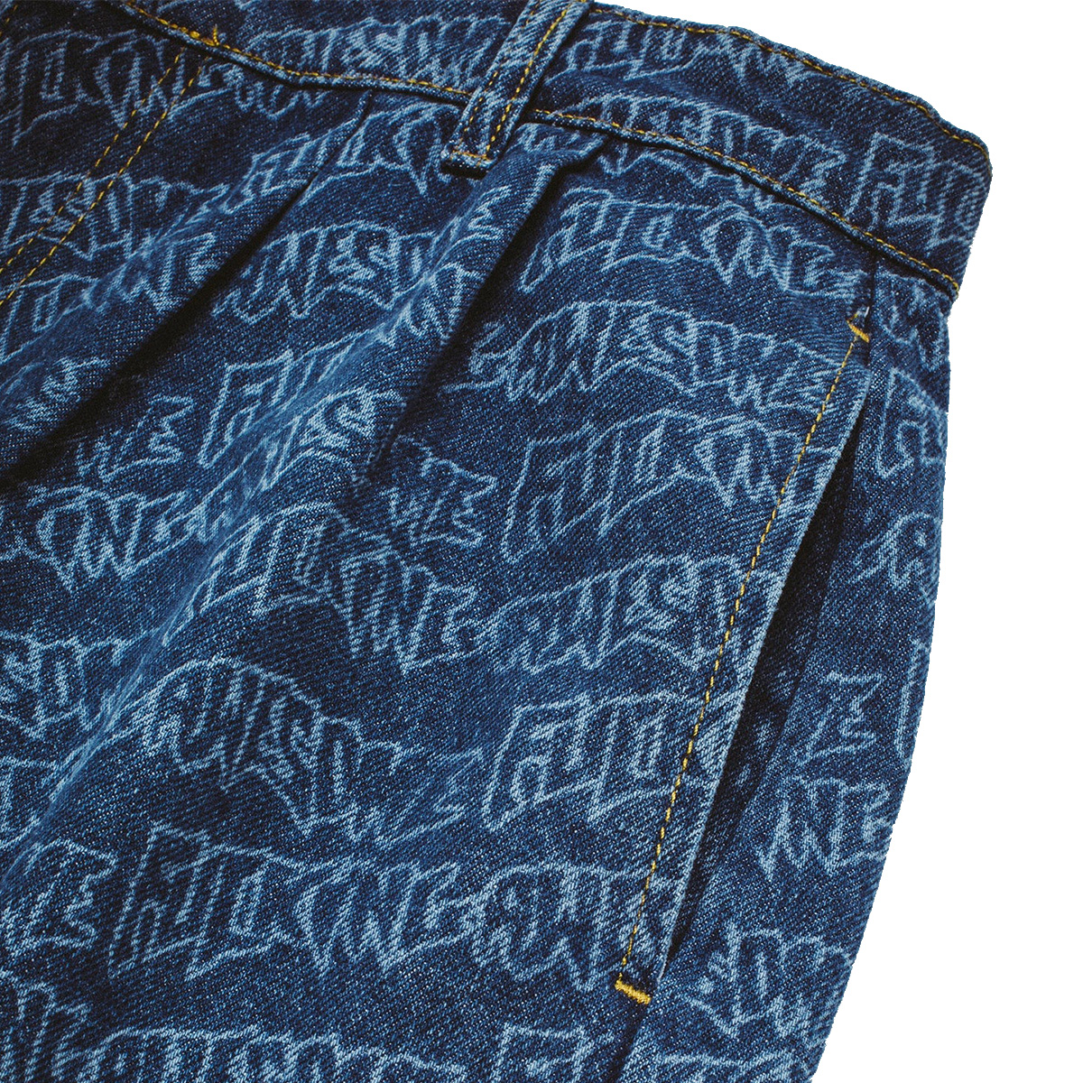 Fucking Awesome Baggy Pleated Denim Laser Stamp Shorts Blue Fucking Awesome Baggy Pleated Denim Laser Stamp Shorts Blue
