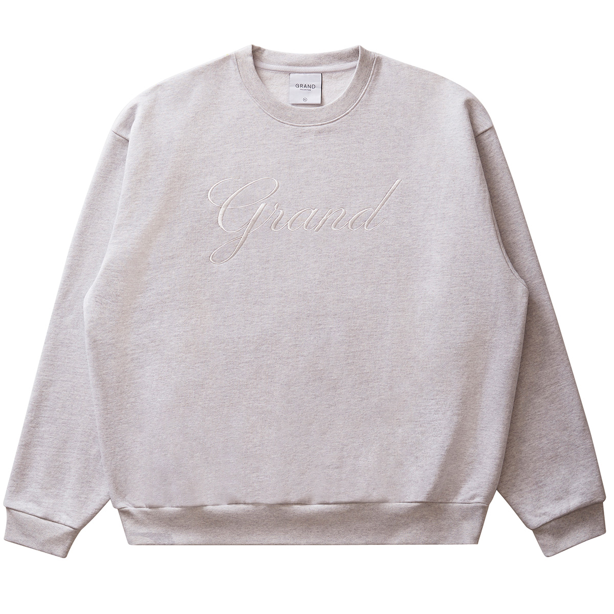 Grand Collection Big Script Crewneck Sweater Ash Grey Grand Collection Big Script Crewneck Sweater Ash Grey