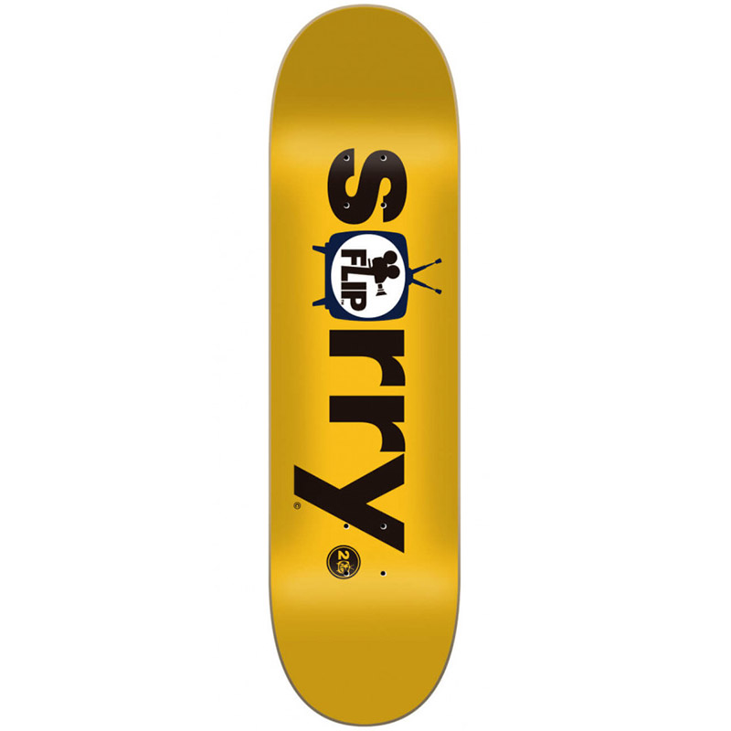 Flip Sorry 20th Anniversary Yellow Skateboard Deck 8.25