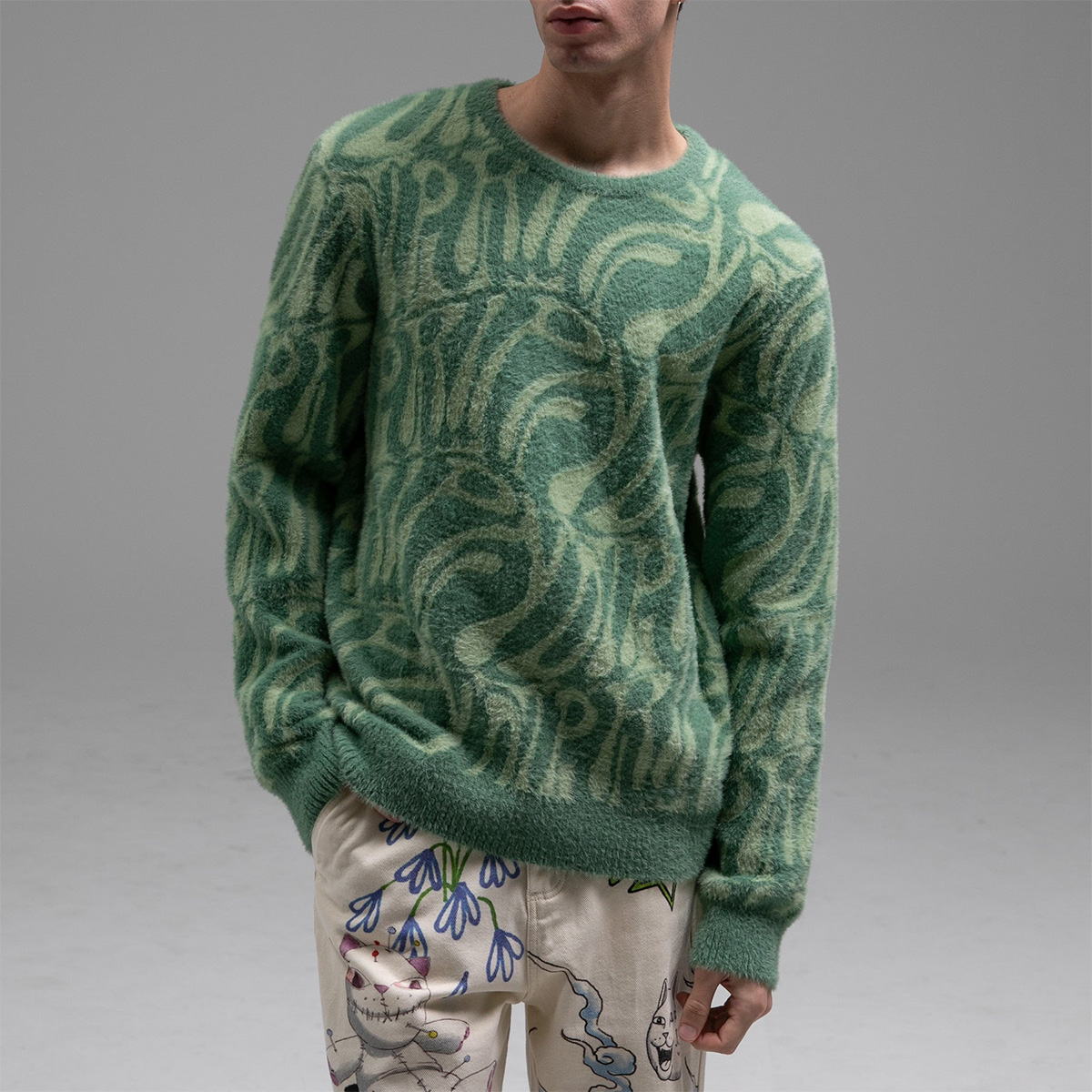 RIPNDIP Wilshire Knit Mohair Sweater Pine RIPNDIP Wilshire Knit Mohair Sweater Pine