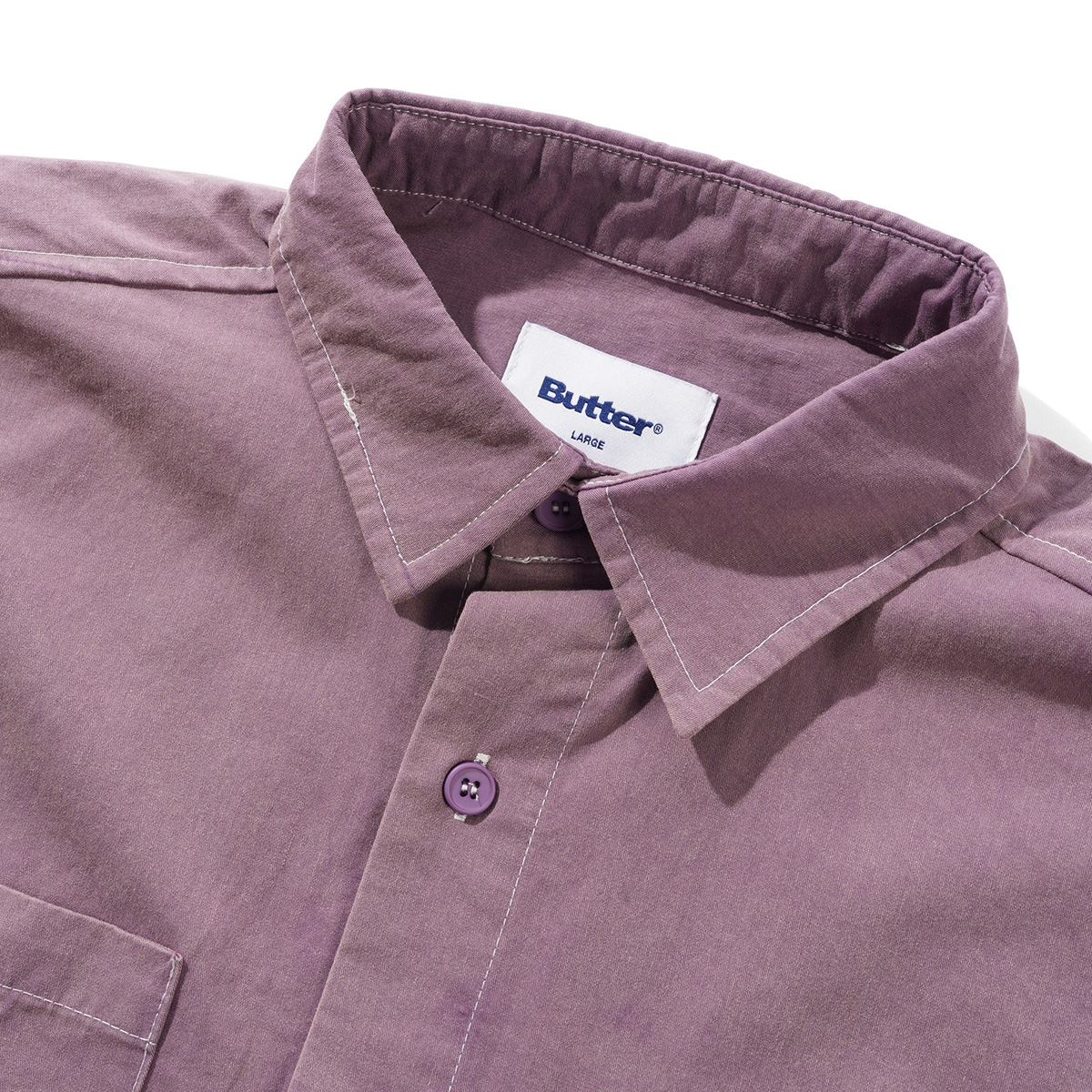 Butter Goods Contrast Stitch Shirt Eggplant