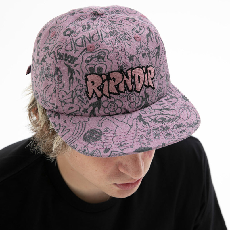 RIPNDIP We Dont Care 6 Panel Hat Mauve RIPNDIP We Dont Care 6 Panel Hat Mauve