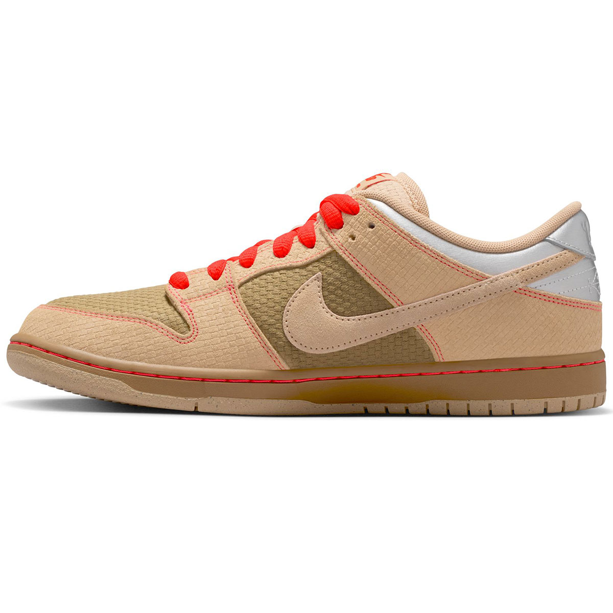 Nike SB Dunk Low Pro Canvas/Vachetta Tan-Parachute Beige-Brt Crimson-Legend Dk Brown-Mtlc Silver