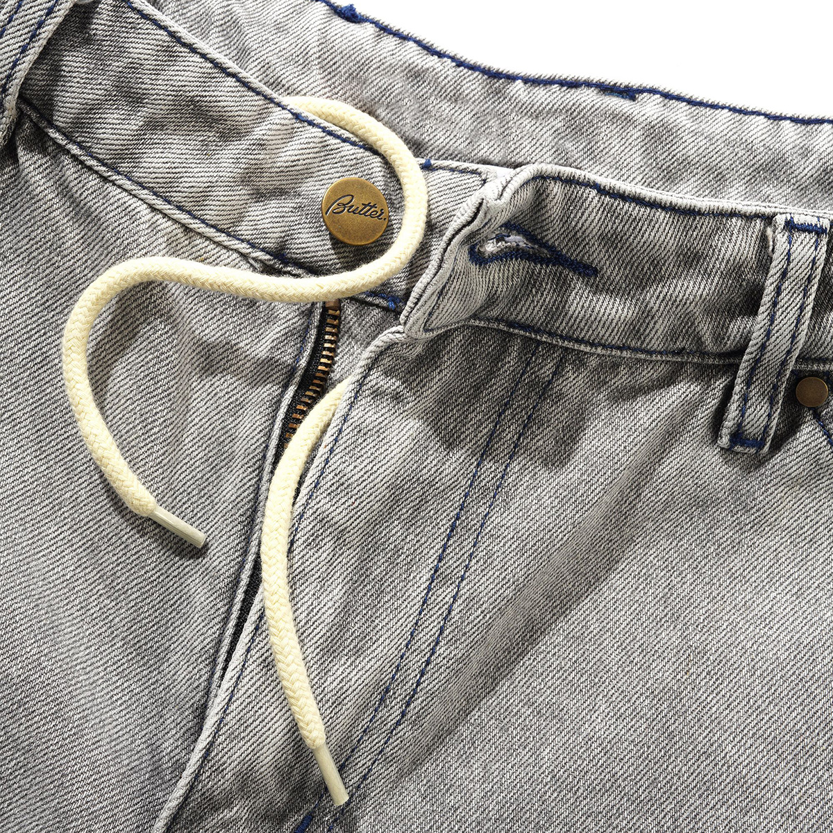 Butter Goods Encounter Denim Shorts Washed Soft Grey | 28