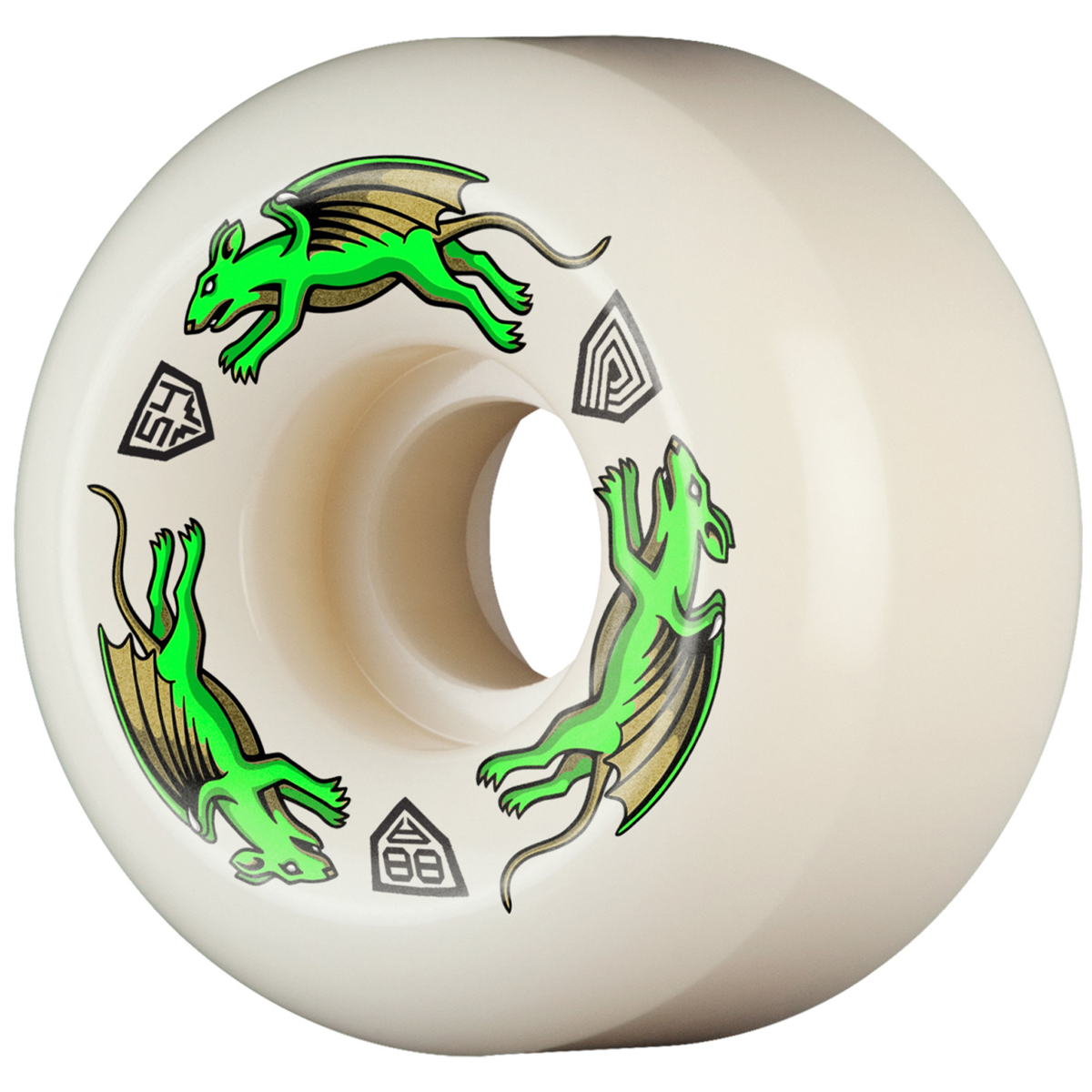 Powell Peralta Dragon Formula Nano Rat AV6 Wheels White/Green 88A 54mm x 34mm