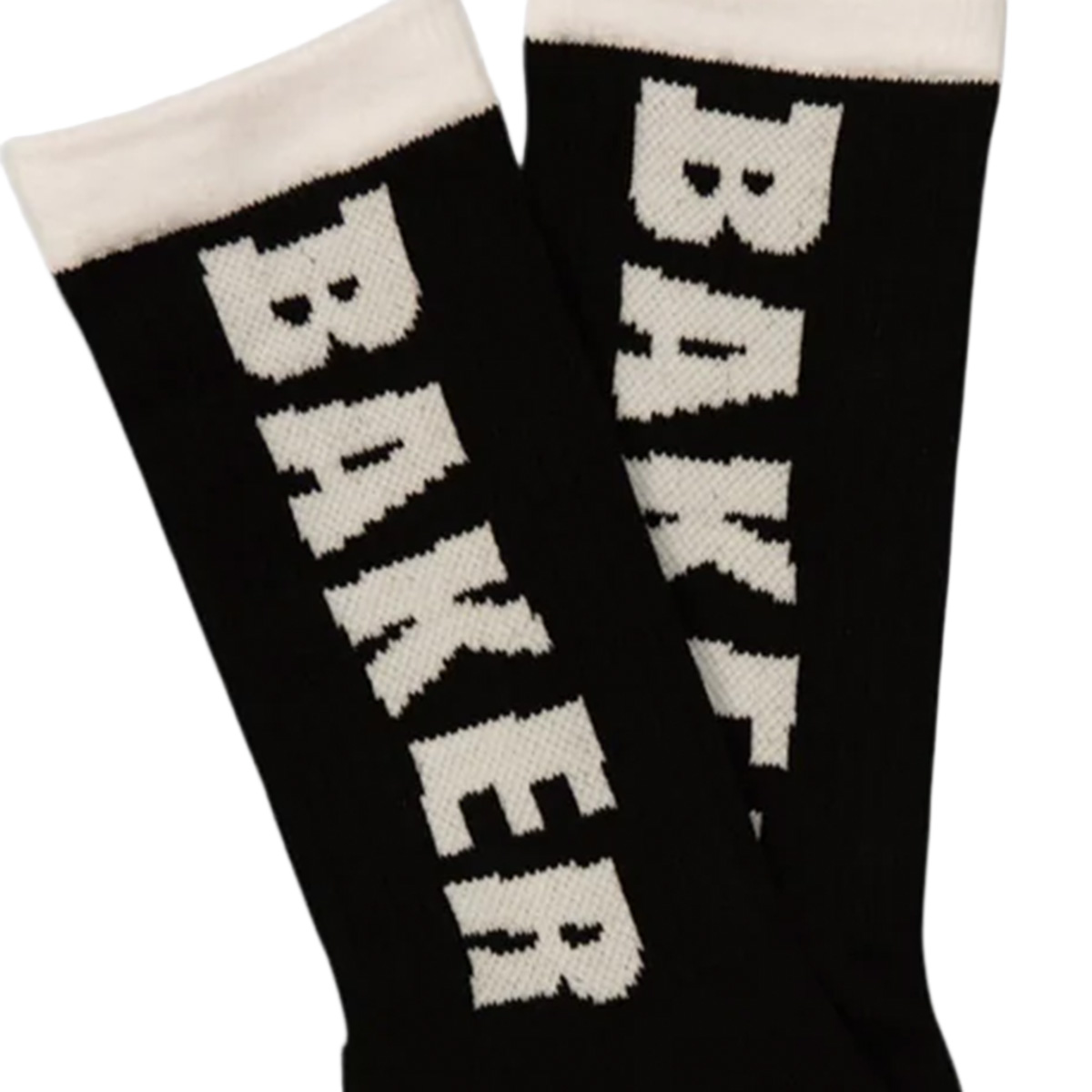 Baker White Letters Black Socks