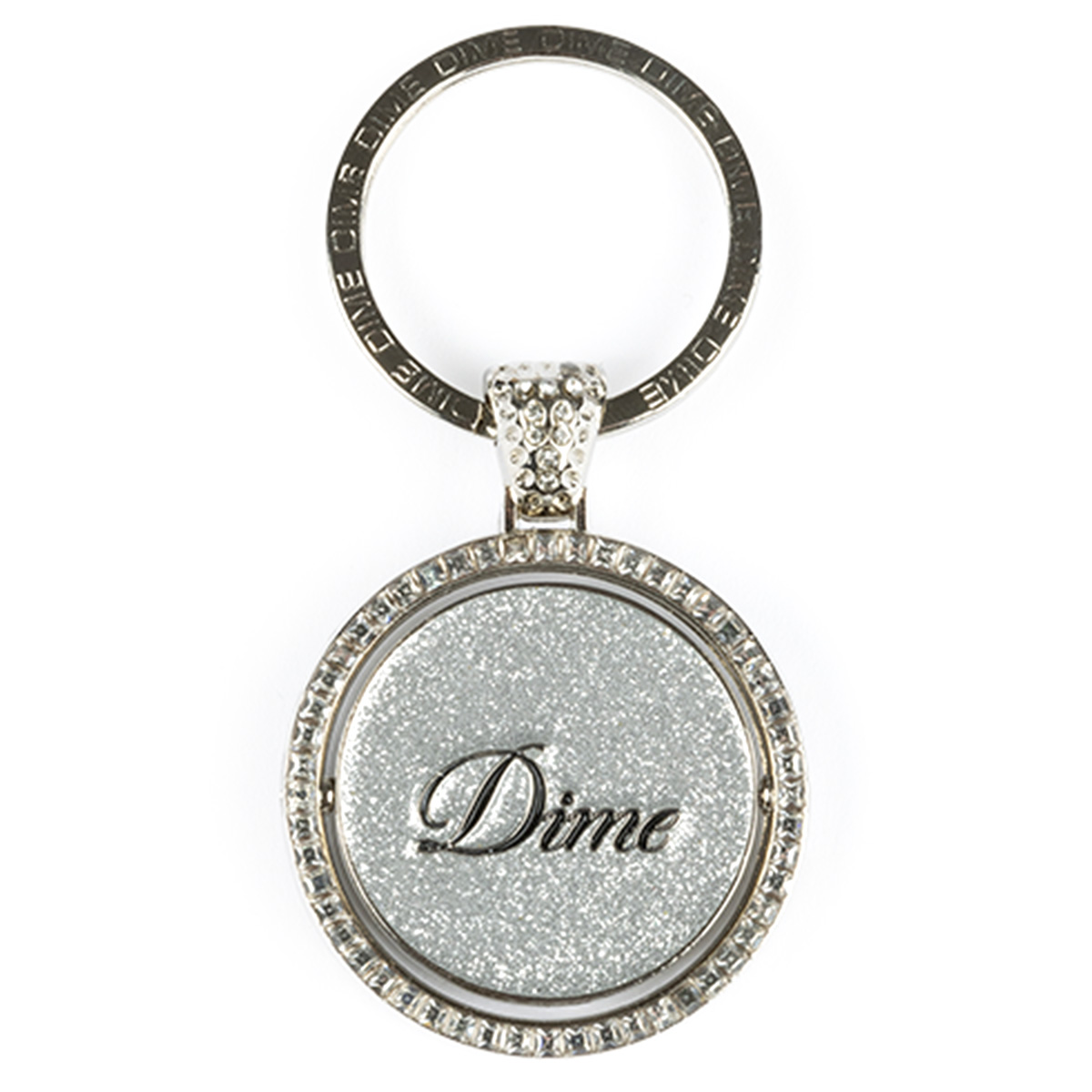 Dime Iced Out Keychain Silver