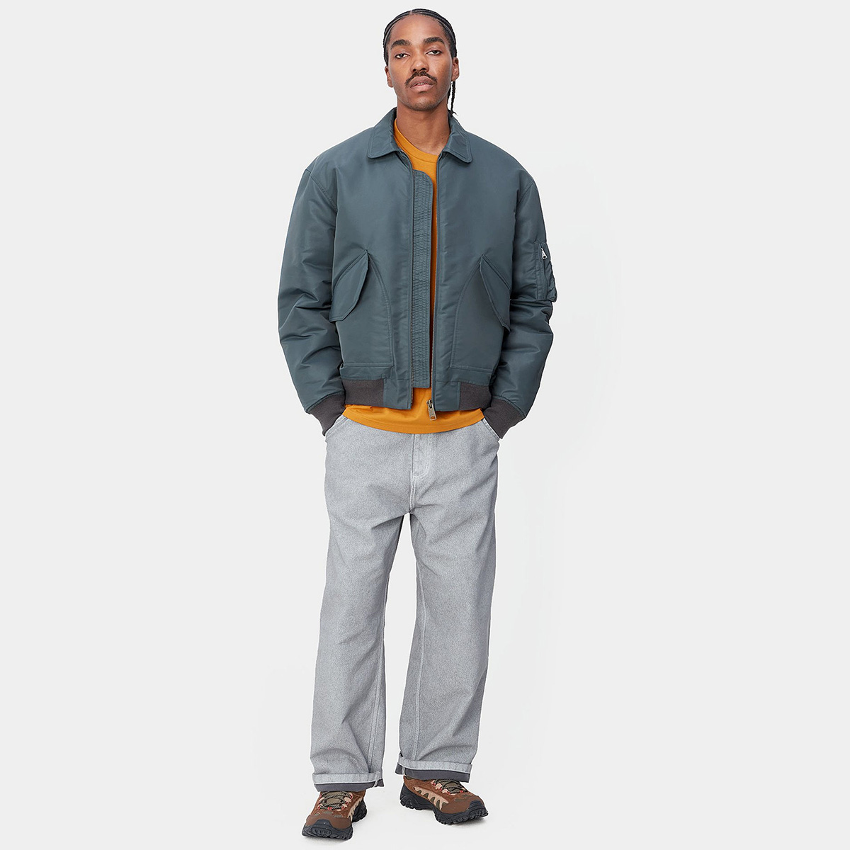 Carhartt WIP Olten Bomber Jacket Ore/Smoke Green Carhartt WIP Olten Bomber Jacket Ore/Smoke Green