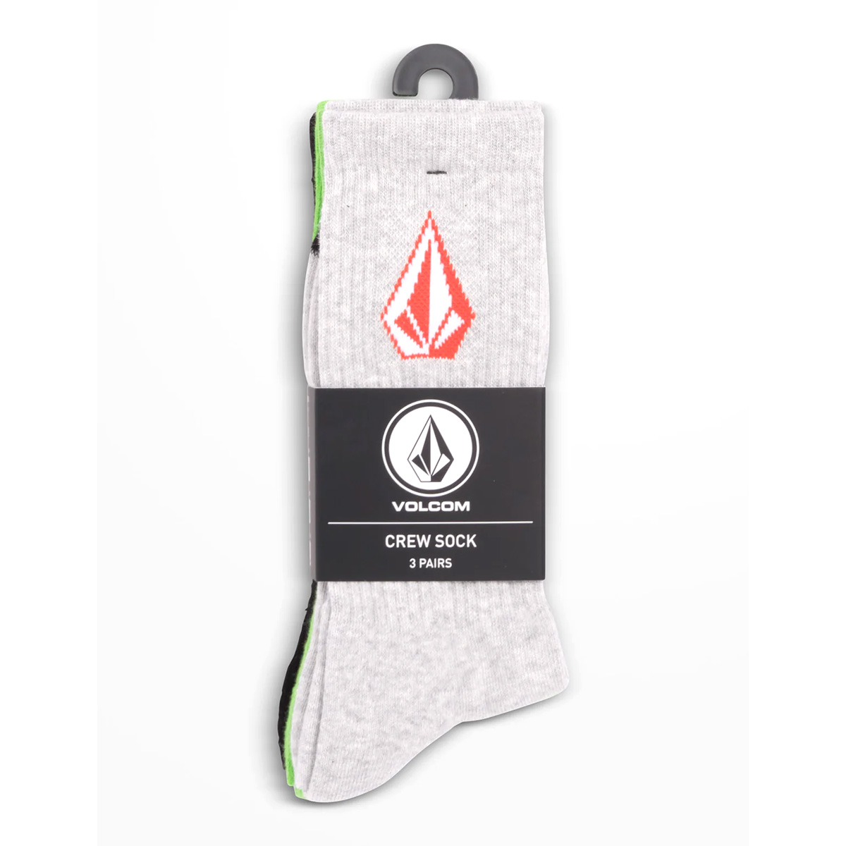Volcom Full Stone Sock 3 Pack Electric Green Volcom Full Stone Sock 3 Pack Electric Green