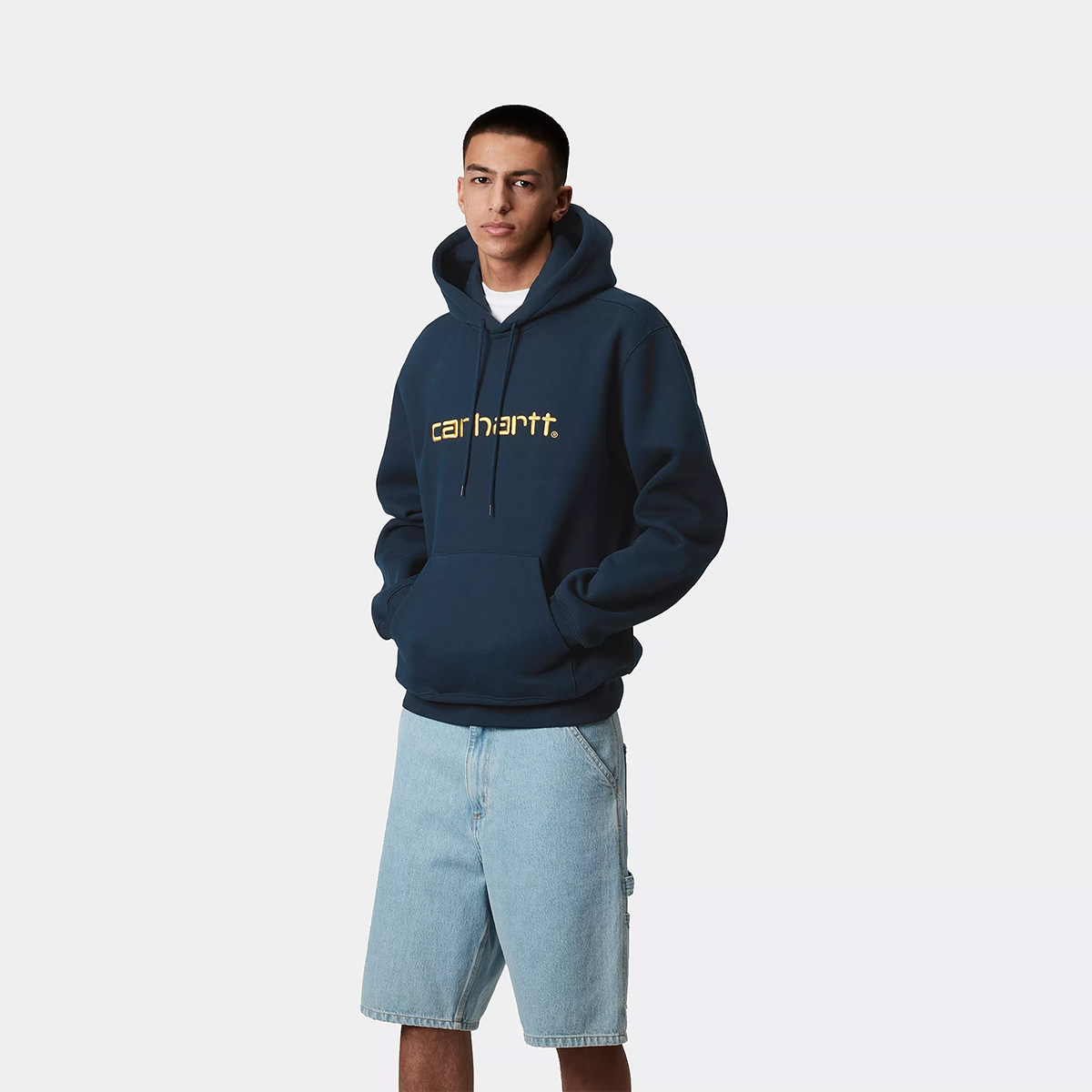 Carhartt WIP Carhartt Hooded Sweater Ink/Air Yellow Carhartt WIP Carhartt Hooded Sweater Ink/Air Yellow