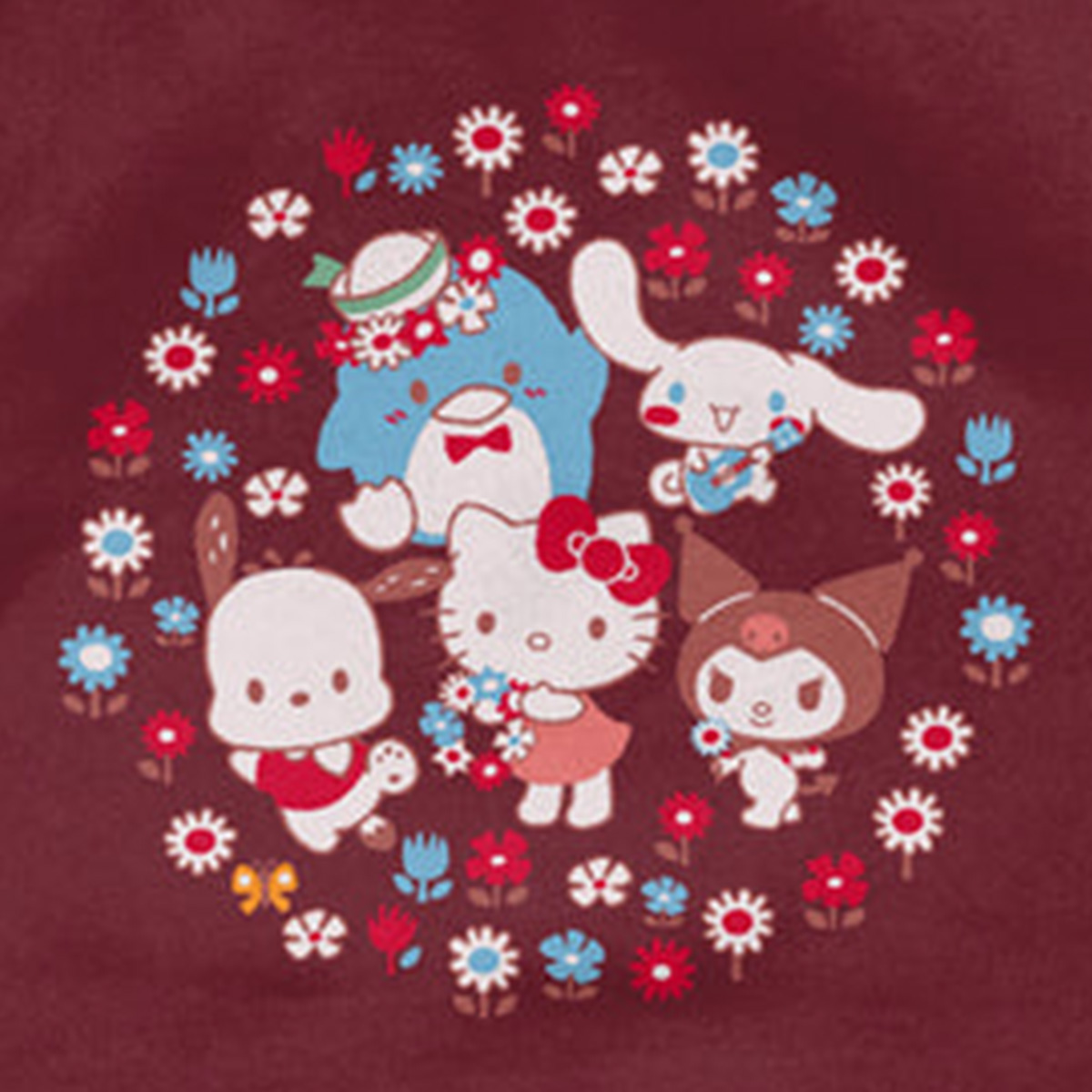 Girl x Hello Kitty & Friends Friends Pullover Hoodie Burgundy