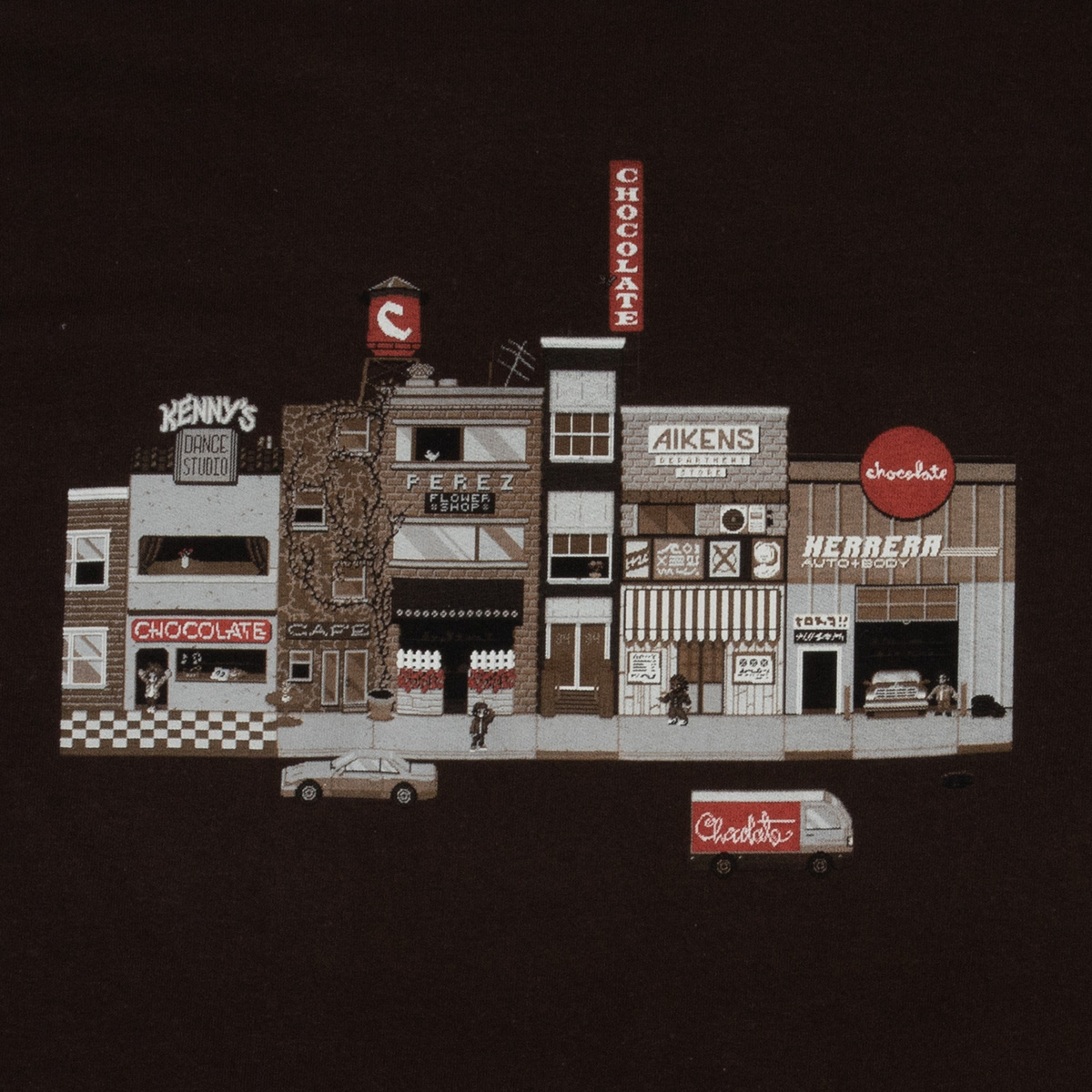 Chocolate Pixel City Longsleeve T-Shirt Brown