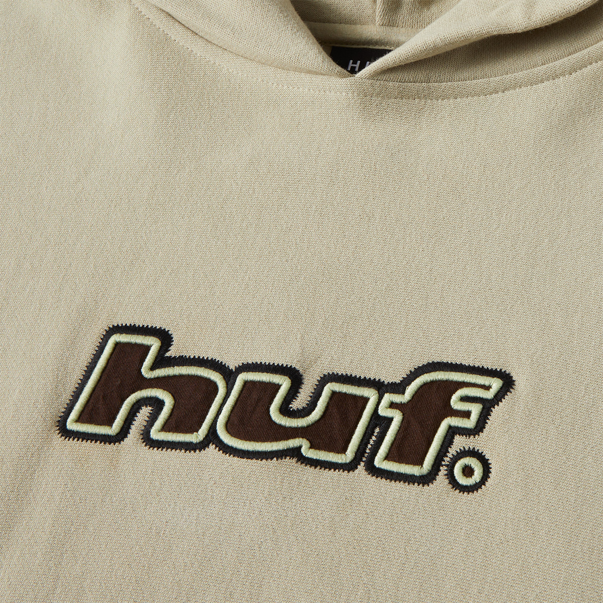 HUF Logo Applique Hooded Fleece Sweater Putty HUF Logo Applique Hooded Fleece Sweater Putty