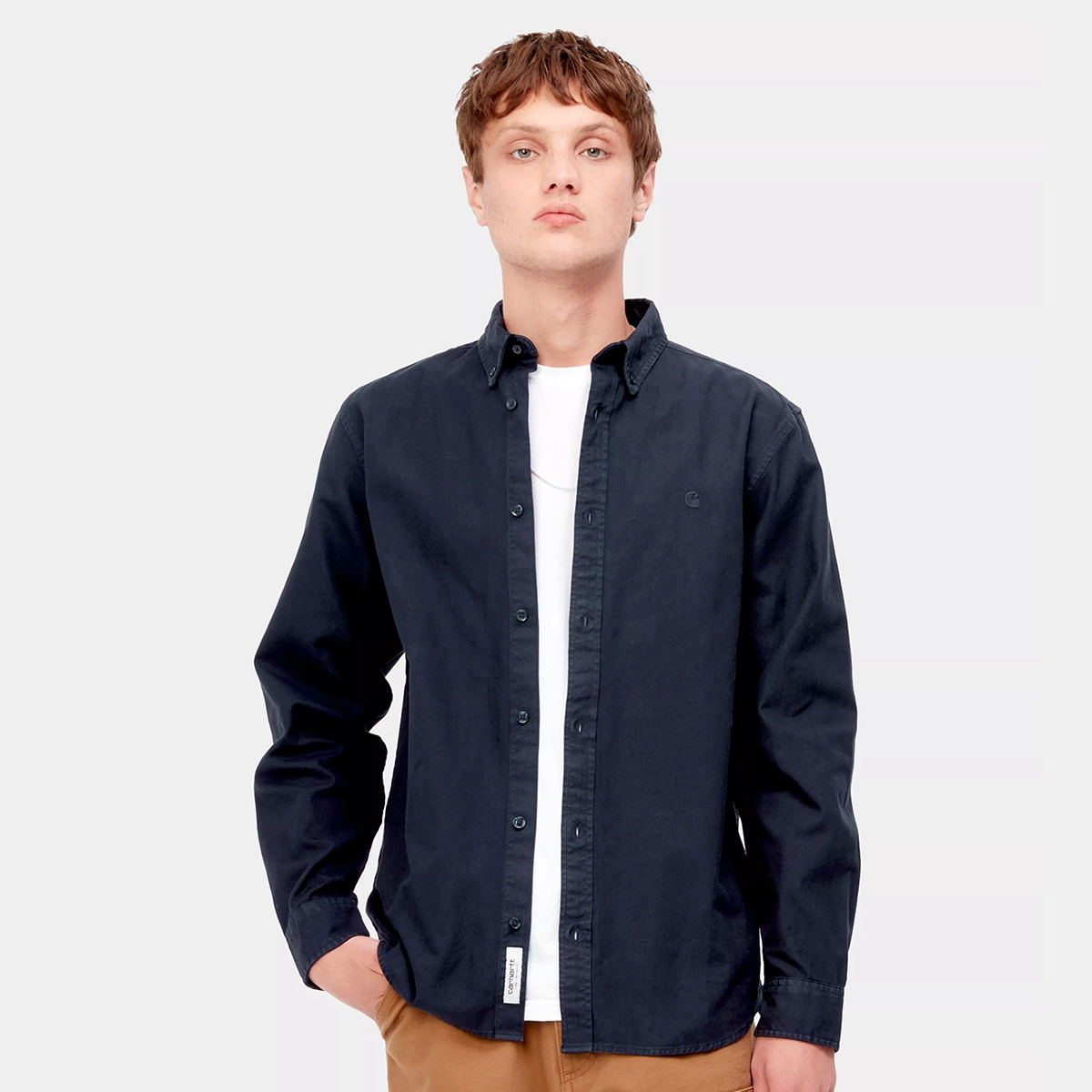 Carhartt WIP Bolton Longsleeve Shirt Dark Navy Garment Dyed