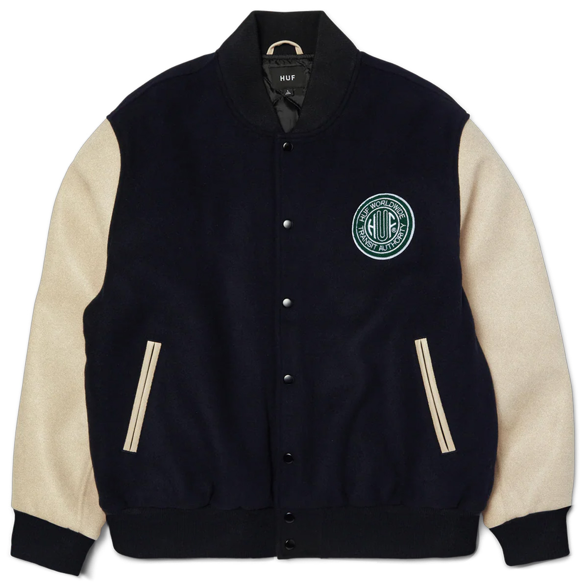 HUF Global Transit Varsity Jacket Navy HUF Global Transit Varsity Jacket Navy