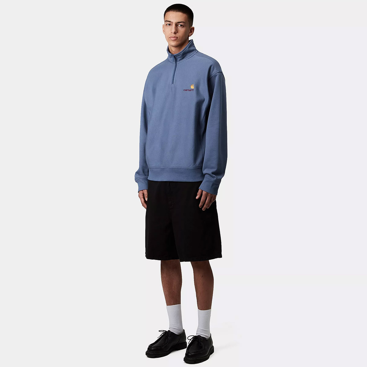 Carhartt WIP Half Zip American Script Sweater Blue Iris Carhartt WIP Half Zip American Script Sweater Blue Iris