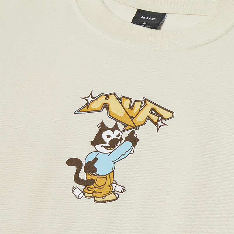 HUF Bad Cat T-Shirt Bone HUF Bad Cat T-Shirt Bone