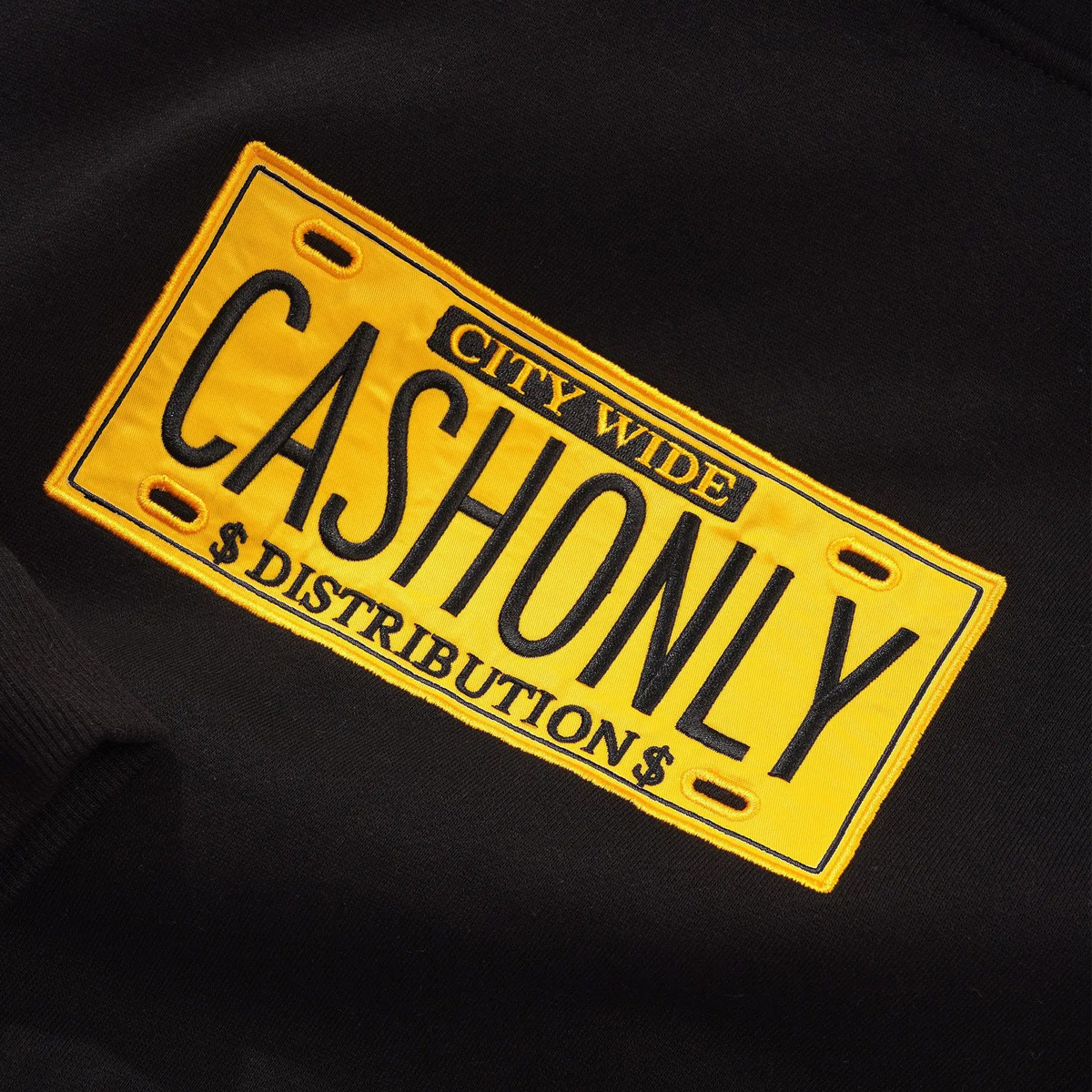 Cash Only License Plate Hooded Sweater Black Cash Only License Plate Hooded Sweater Black