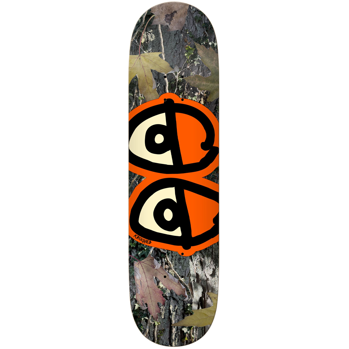 Krooked Team Eyes Camo Skateboard Deck Orange 8.25