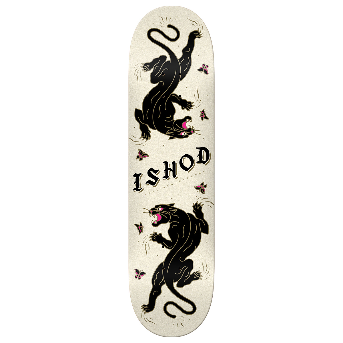 Real Ishod Cat Scratch Glitter Twin Tail Skateboard Deck 8.75